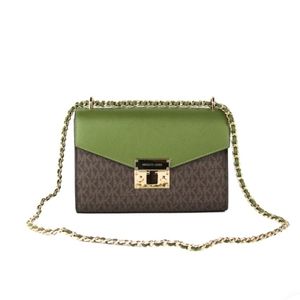 New Michael Kors Rose Medium Flap Shoulder Chain Bag (Evergreen)   7